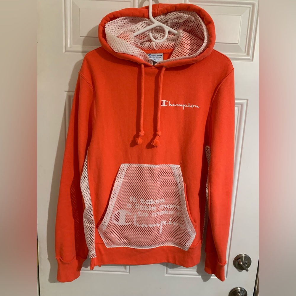 Columbia Pullover Hoodie Adult Small Reverse Weave Orange Mesh Womenβ Sweatshirt